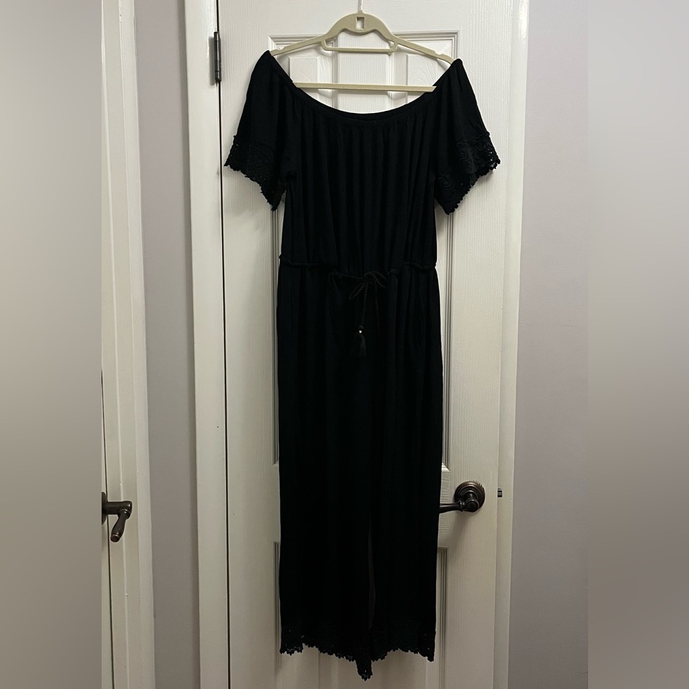 🩱 Spiaggia Dolce | Off shoulder jumper swimsuit coverup with drawstring waist-M